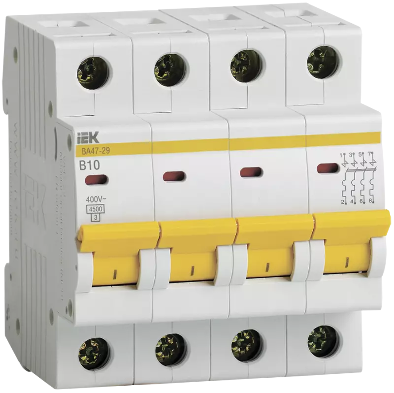   IEK 47-29 - 4P - 10A -  B - 4.5kA - 4M - 400