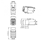 Hyperline KJ9-8P8C-C6-90-SH-F  Keystone Jack RJ-45(8P8C),  6, 