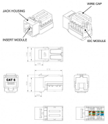 Hyperline KJNE-8P8C-C6-90-OR  Keystone Jack RJ-45(8P8C),  6, 110 IDC,    NE-TOOL, 