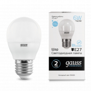  Gauss LED Elementary Globe 6W E27 6500K 1/10/100