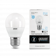  Gauss LED Elementary Globe 8W E27 6500K 1/10/100