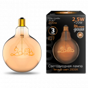  Gauss LED Filament G125 2020 E27 2,5W Golden 200lm 2000K 1/20