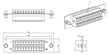 Hyperline FO-FPM-W120H32-24LC-AQ   FO-19BX  24 LC , 24 ,  OM3/OM4, 120x32 ,    (aqua)